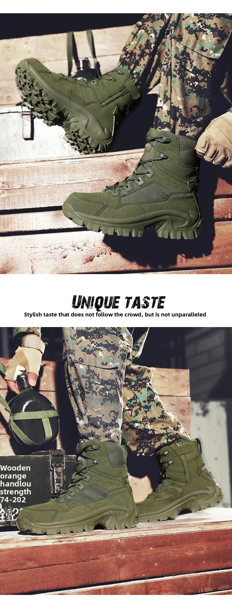 Large Size High Top Outdoor Tactical Boots for Men New Style Field Boots Anti Slip Flight Boots Mining Work Boots Shoes