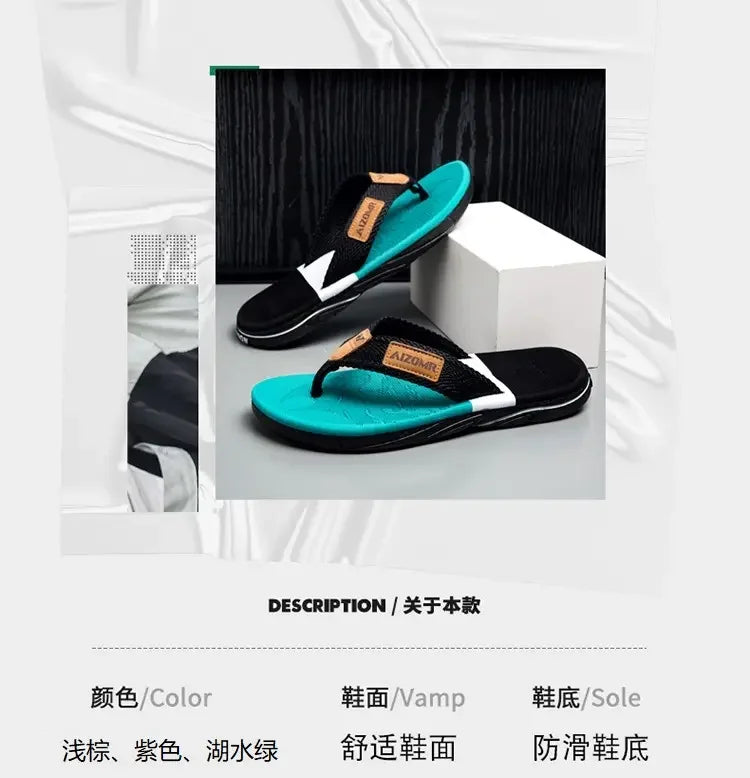 Men’s Striped EVA Flip-Flops: Summer Outdoor Sandals