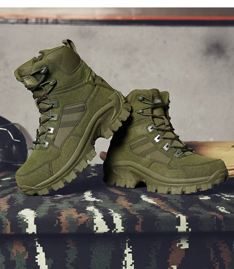 Men Climbing Shoes Tactical Boots Waterproof Military High Quality Motorcycle Hunting Hiking Shoes Breathable Army Boot Brand