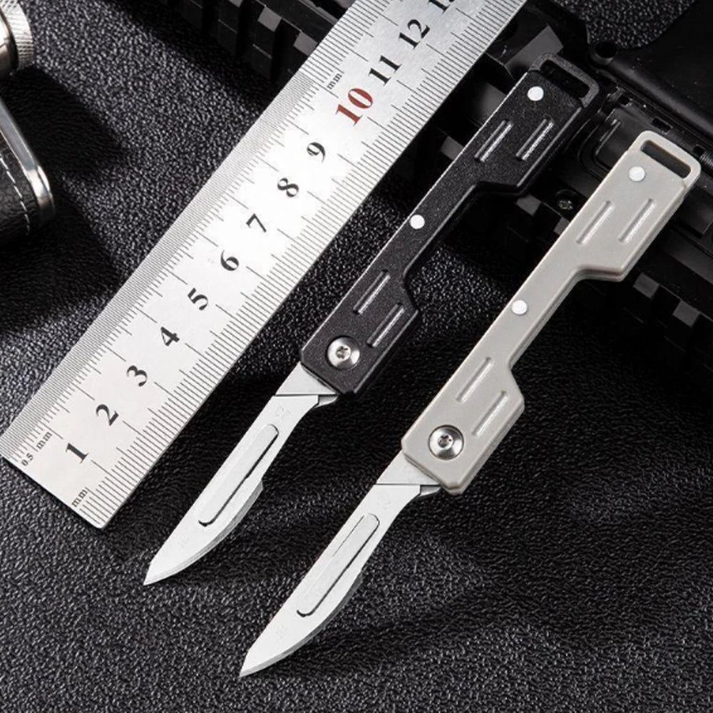 Mini Folding Surgical Knife, Stainless Steel Holder, Plastic Handle, Medical Outdoor Portable Unboxing EDC Knife