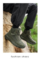 Plus Size Autumn/Winter Men's High-Top Boots - Non-Slip Thick-Soled Hiking & Work Boots