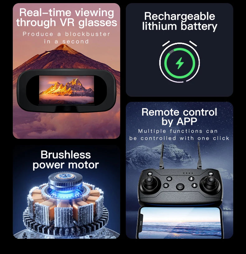 H21 VR FPV Drone 8K HD Professional 90° ESC Camera 5G WIFI GPS Brushless Motor