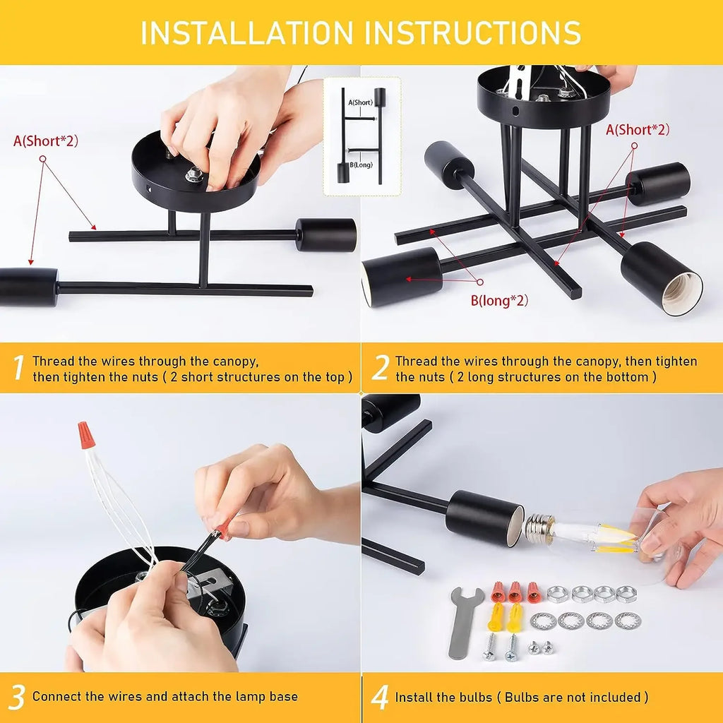 Semi Flush Mount Modern Chandelier Ceiling Light Fixture