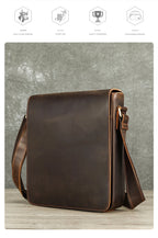 WESTAL Men Crazy Horse Leather Messenger Satchel Bag Large Capacity Leather Shoulder Bag Genuine Leather Crossbody Bag for Men