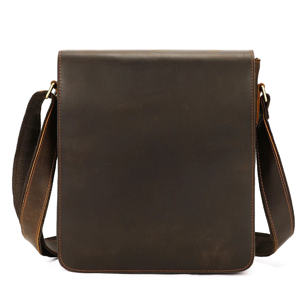 WESTAL Men Crazy Horse Leather Messenger Satchel Bag Large Capacity Leather Shoulder Bag Genuine Leather Crossbody Bag for Men
