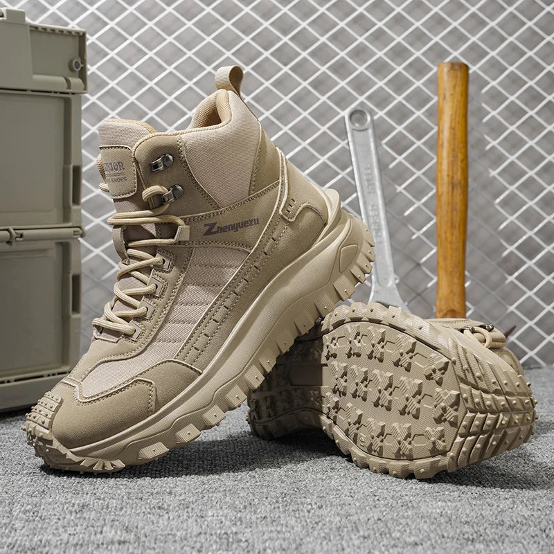 Plus Size Autumn/Winter Men's High-Top Boots - Non-Slip Thick-Soled Hiking & Work Boots