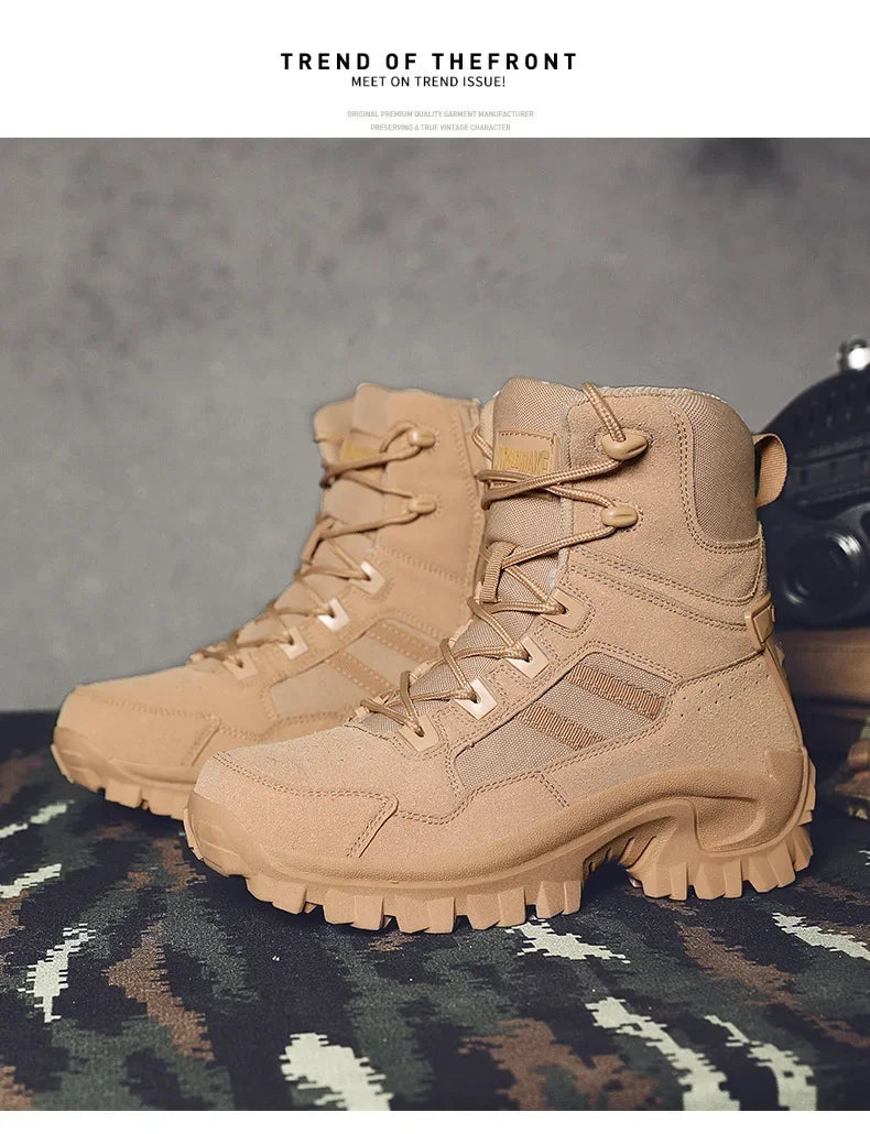 Large Size High Top Outdoor Tactical Boots for Men New Style Field Boots Anti Slip Flight Boots Mining Work Boots Shoes
