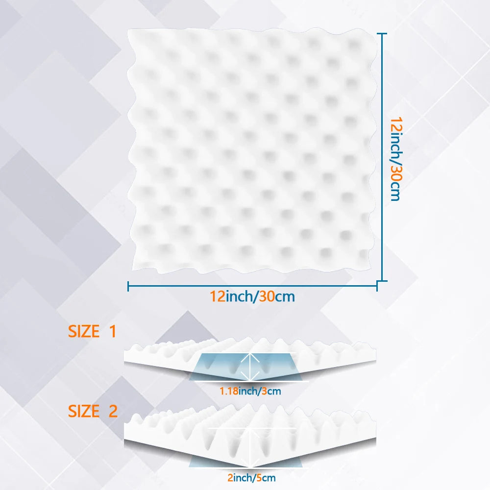 12 Pack Acoustic Wedge Foam Panels 2" x 12" x 12" Soundproofing Noise Cancelling