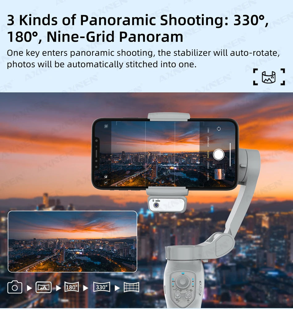 AXNEN AI Smartphone Gimbal 3-Axis Foldable Follow Focus Stabilizer with AI-Module Tripod Stand for Tiktok Vlog Video Photography