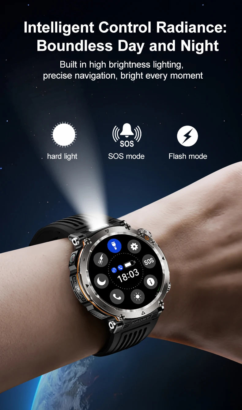 LIGE New Waterproof Smart Watch 600mAh Outdoor Riding Smart Clock Compass Heart Rate Flashlight Bluetooth Call Sports Smartwatch