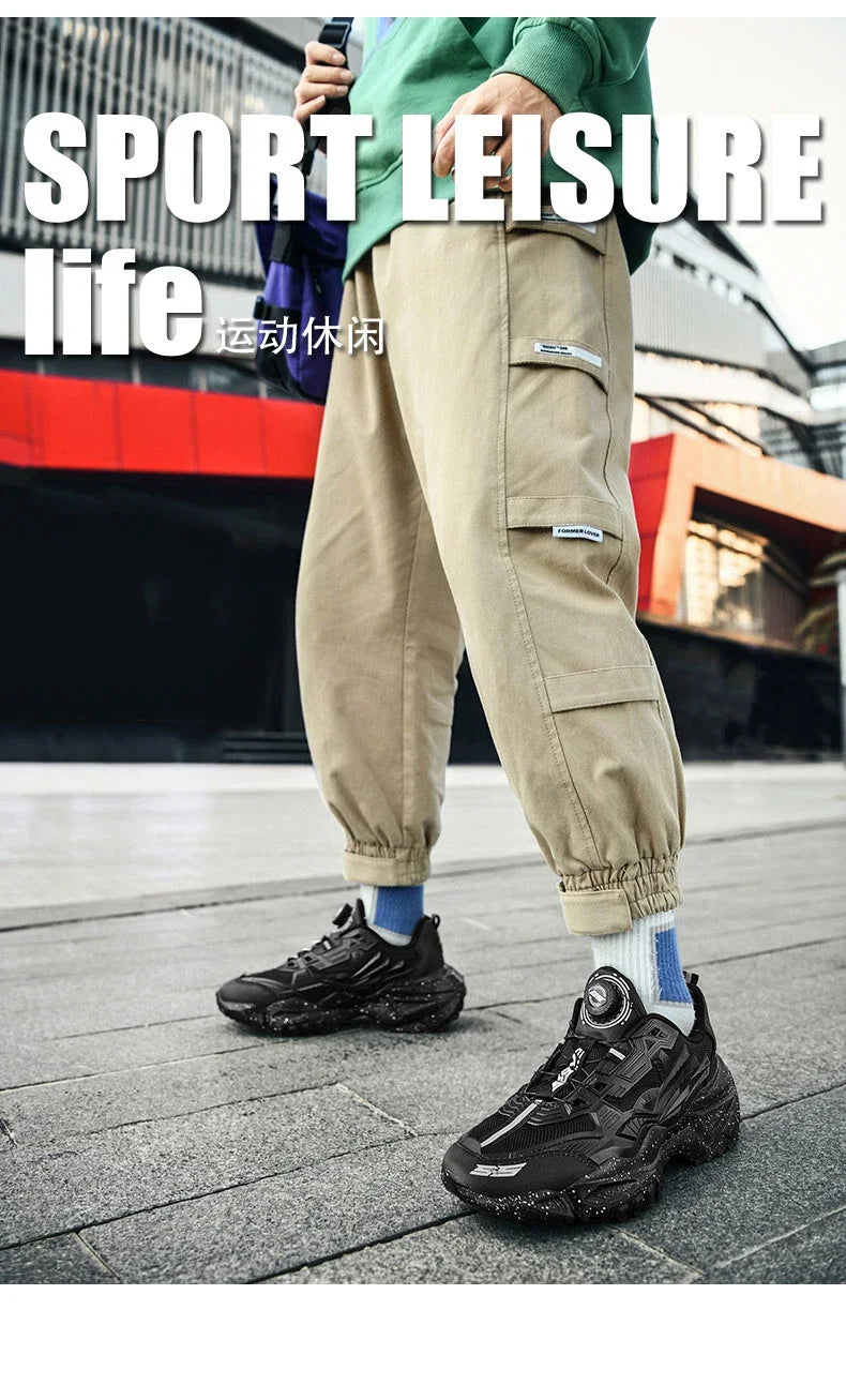New Rotary Buckle Men's Trendy Sneakers Chunky Men Running Shoes Women Thick Bottom Jogging Footwear Couple Street Shoes