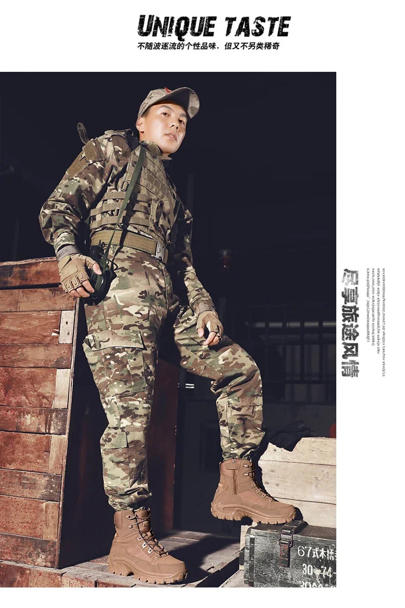 Men Climbing Shoes Tactical Boots Waterproof Military High Quality Motorcycle Hunting Hiking Shoes Breathable Army Boot Brand