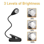 USB-C Rechargeable Clip-On Reading Light – Adjustable Brightness