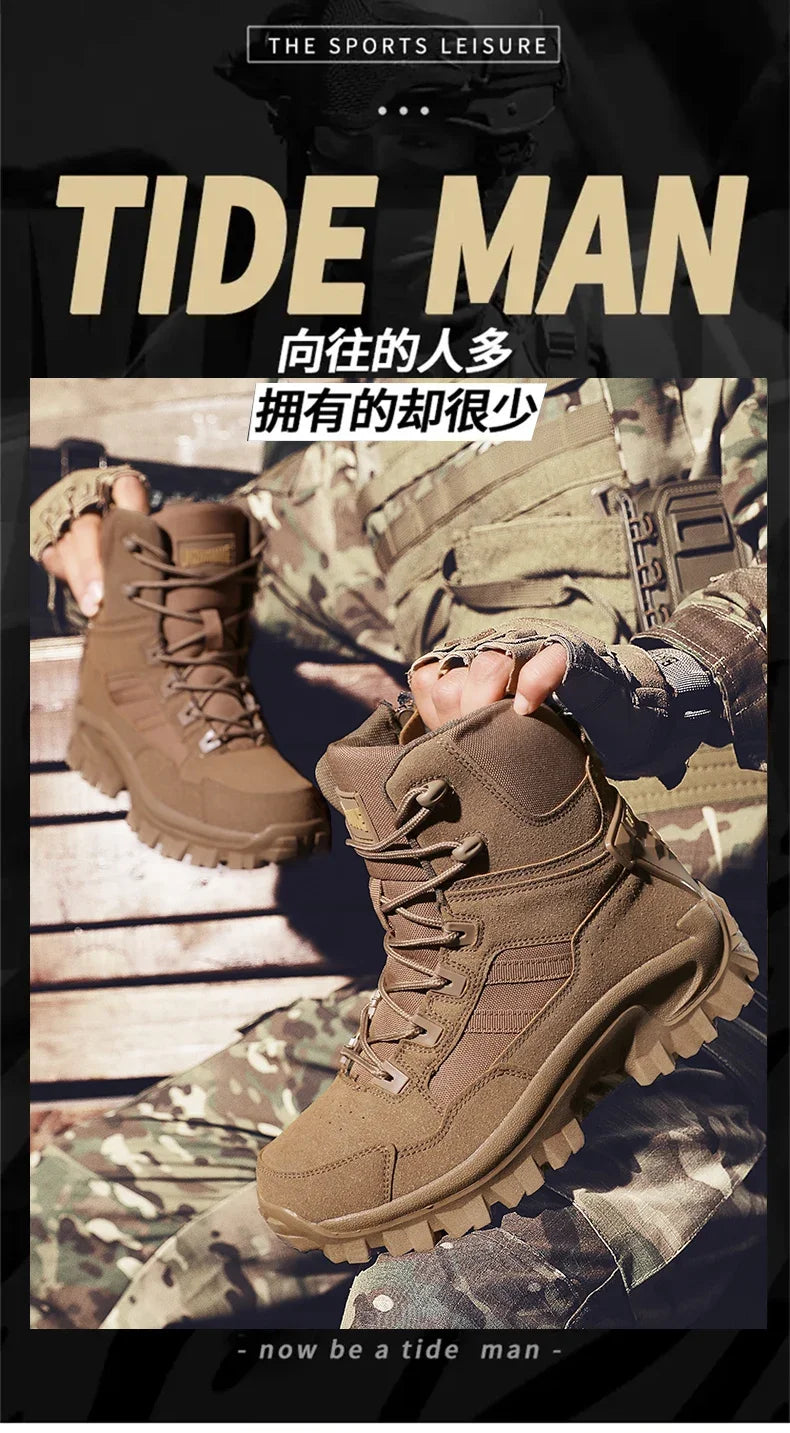 Men Climbing Shoes Tactical Boots Waterproof Military High Quality Motorcycle Hunting Hiking Shoes Breathable Army Boot Brand