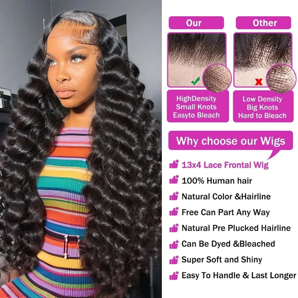 300 Density Loose Deep Wave 13x6 Hd Lace Front Human Hair Wig For Women Brazilian Curly Glueless Wigs On Clearance Sale 30 inch
