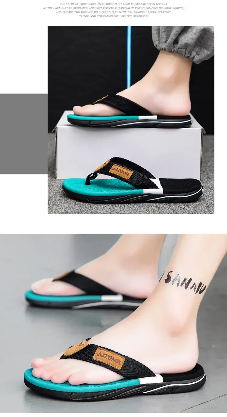 Men’s Striped EVA Flip-Flops: Summer Outdoor Sandals