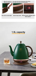 1500ml Electric Kettle Household Quick Boiling Kettle Long Spout Tea Kettle Retro Automatic Thermos Kettle Kitchen Tool 220V