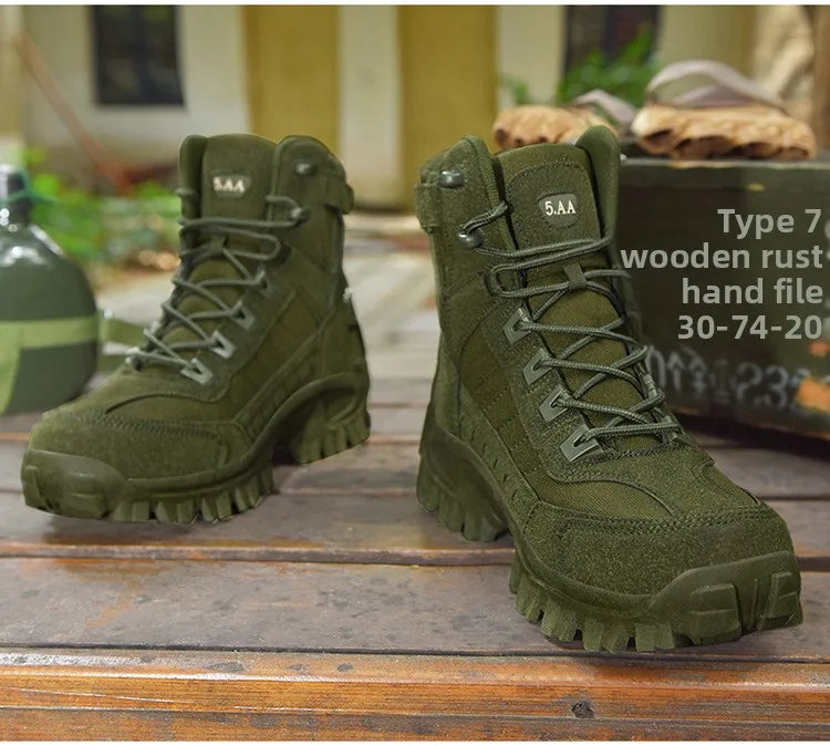 Men's Large Size Outdoor Training Camping Tactical Boots Anti-slip Wear-resistant Mountain Climbing Military Boots Breathable...