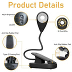 USB-C Rechargeable Clip-On Reading Light – Adjustable Brightness
