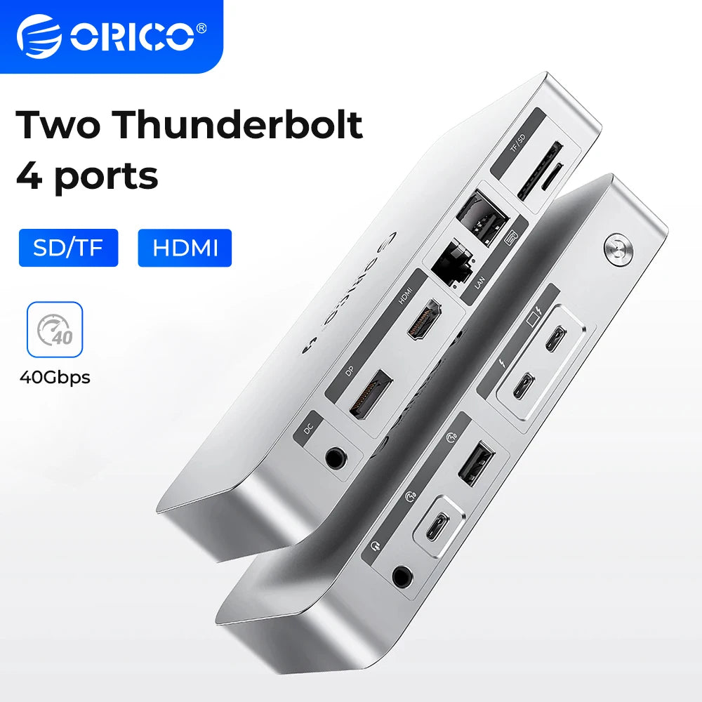 ORICO Thunderbolt 4 40Gbps USB Type-C Docking Station with HDMI-Compatible/Card Reader/RJ45