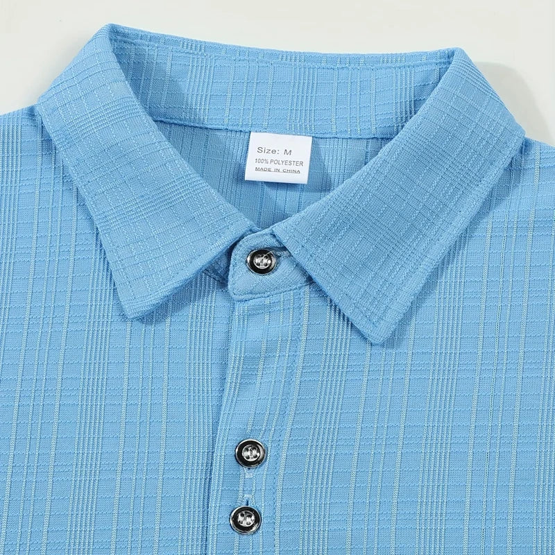 Men’s Textured Short-Sleeve Button-Up Shirt