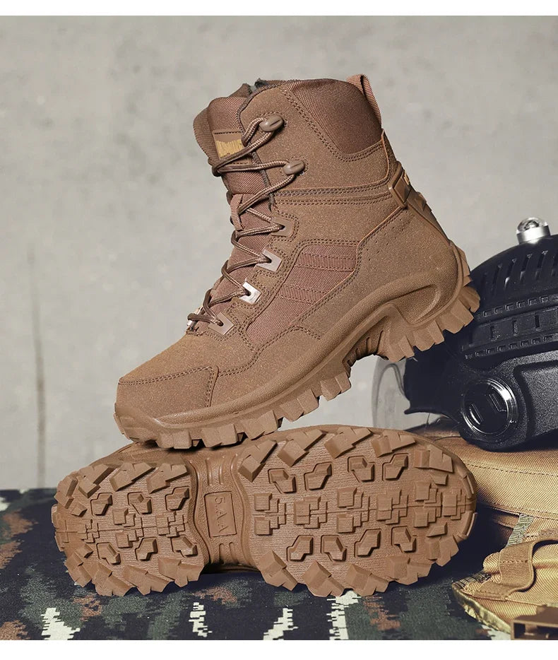 Men Climbing Shoes Tactical Boots Waterproof Military High Quality Motorcycle Hunting Hiking Shoes Breathable Army Boot Brand