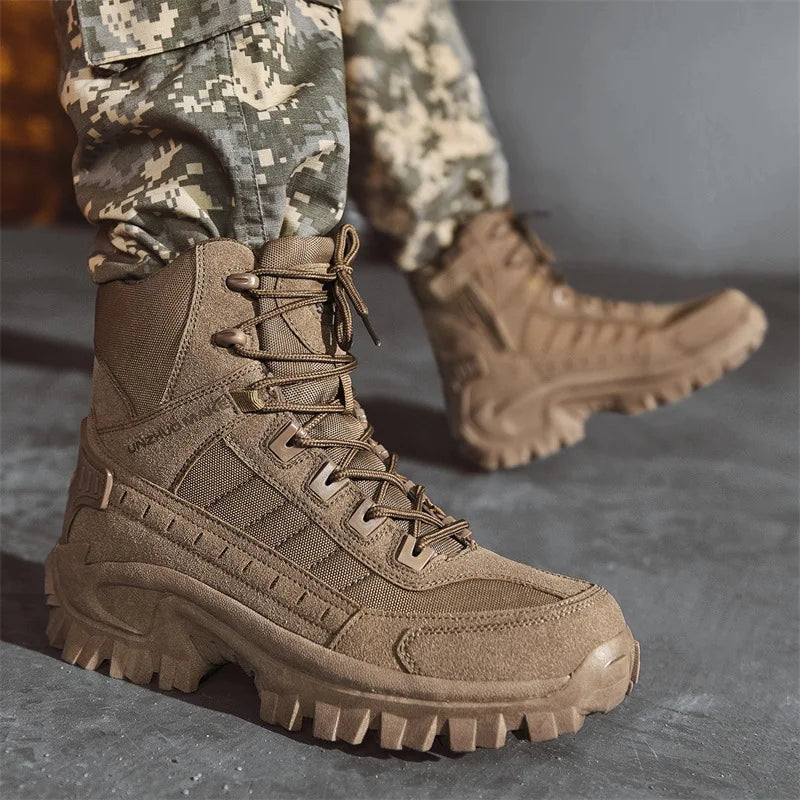 Men's Large Size Outdoor Training Camping Tactical Boots Anti-slip Wear-resistant Mountain Climbing Military Boots Breathable...