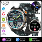 LIGE New Waterproof Smart Watch 600mAh Outdoor Riding Smart Clock Compass Heart Rate Flashlight Bluetooth Call Sports Smartwatch