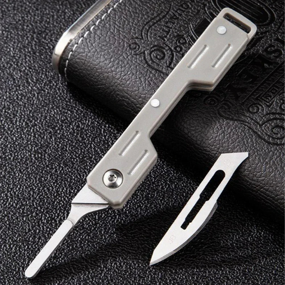 Mini Folding Surgical Knife, Stainless Steel Holder, Plastic Handle, Medical Outdoor Portable Unboxing EDC Knife