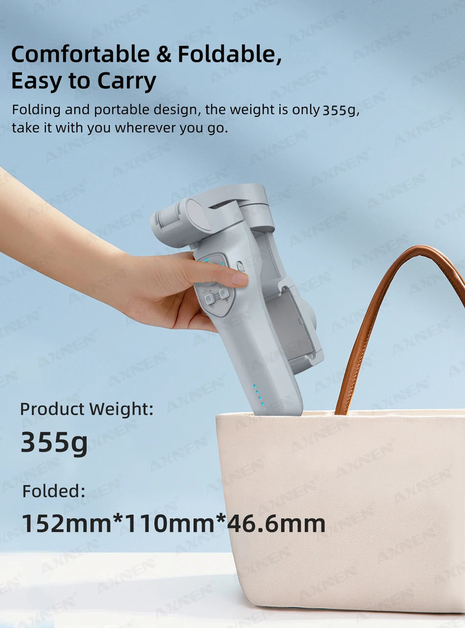 AXNEN AI Smartphone Gimbal 3-Axis Foldable Follow Focus Stabilizer with AI-Module Tripod Stand for Tiktok Vlog Video Photography