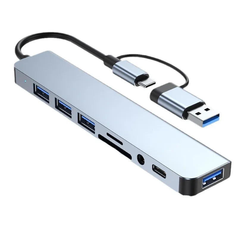 8 in 2 USB +Type C HUB Docking Station with 3.5mm Audio Jack and  Micro SD Card Reader