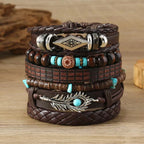 Feather Evil Eye Ethnic 5-6pc/set wood bead tree Charms bracelets Hamsa Hand Butterfly Bohemia Men Bracelets Women Jewelry