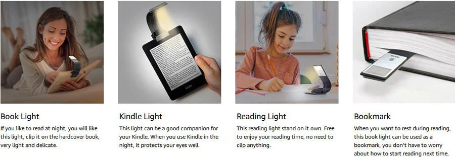 USB-C Rechargeable Clip-On Reading Light – Adjustable Brightness