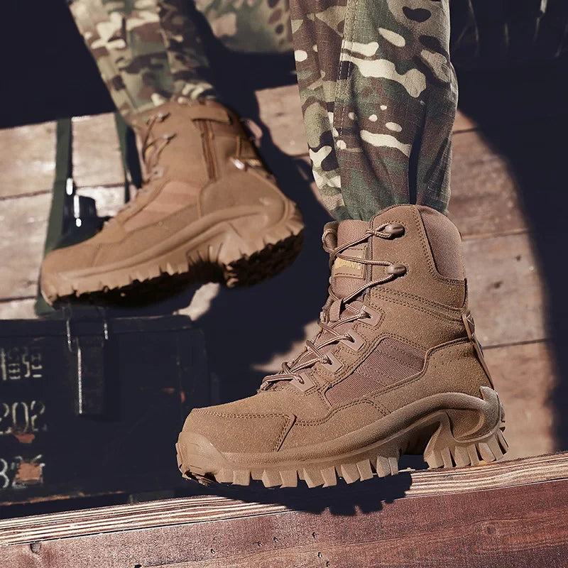 Large Size High Top Outdoor Tactical Boots for Men New Style Field Boots Anti Slip Flight Boots Mining Work Boots Shoes