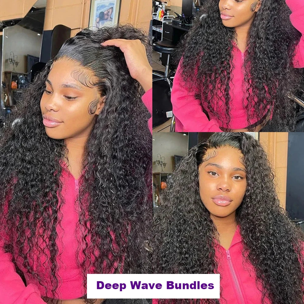 Burmese Curly Hair Bundles with Closure 4x4 13x4 Frontal Deep Wave Bundles Virgin Human Hair Vietnamese Raw Human Hair Extension