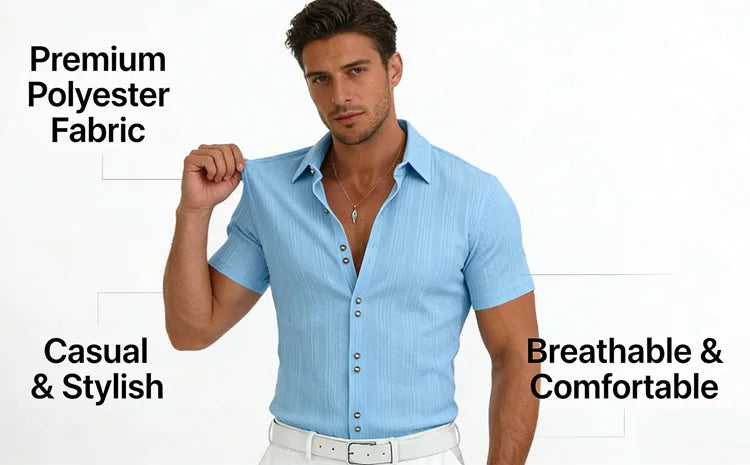 Men’s Textured Short-Sleeve Button-Up Shirt