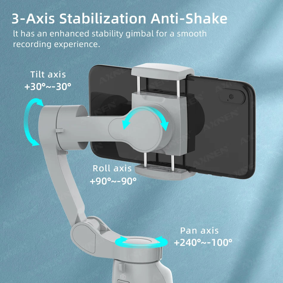 AXNEN AI Smartphone Gimbal 3-Axis Foldable Follow Focus Stabilizer with AI-Module Tripod Stand for Tiktok Vlog Video Photography