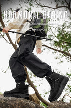 Plus Size Autumn/Winter Men's High-Top Boots - Non-Slip Thick-Soled Hiking & Work Boots