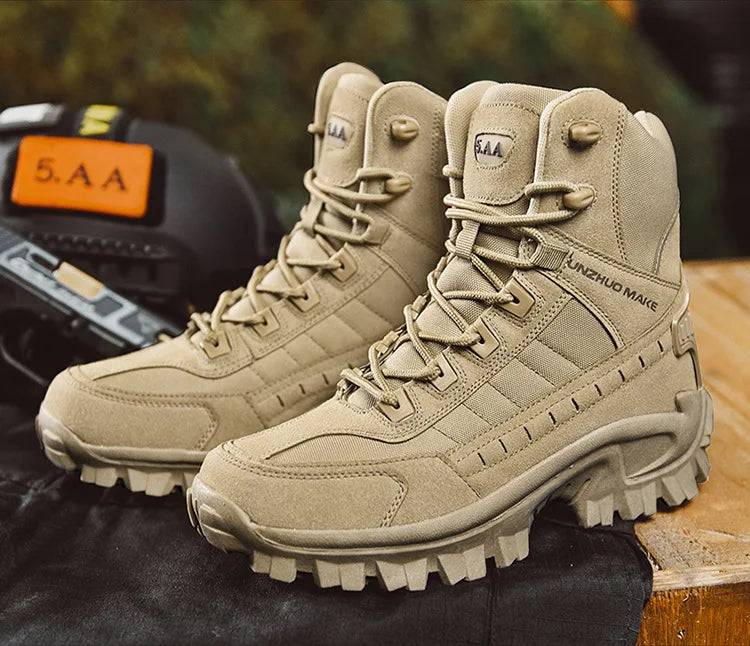 Men's Large Size Outdoor Training Camping Tactical Boots Anti-slip Wear-resistant Mountain Climbing Military Boots Breathable...