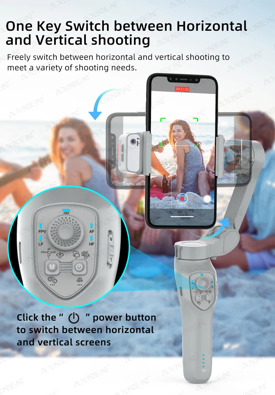 AXNEN AI Smartphone Gimbal 3-Axis Foldable Follow Focus Stabilizer with AI-Module Tripod Stand for Tiktok Vlog Video Photography