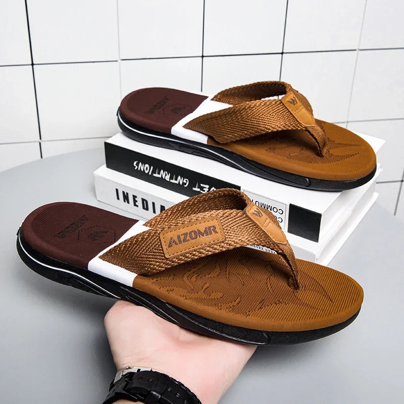 Men’s Striped EVA Flip-Flops: Summer Outdoor Sandals
