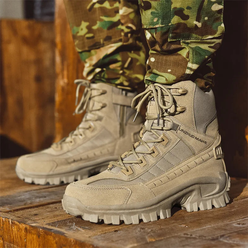 Men's Large Size Outdoor Training Camping Tactical Boots Anti-slip Wear-resistant Mountain Climbing Military Boots Breathable...