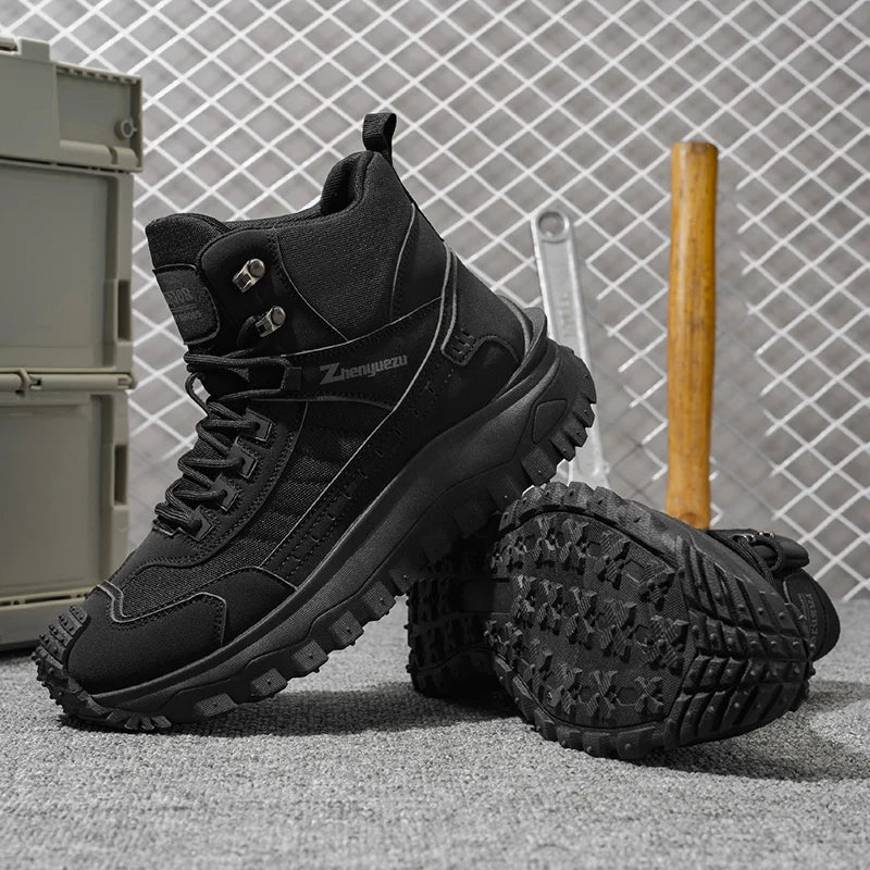 Plus Size Autumn/Winter Men's High-Top Boots - Non-Slip Thick-Soled Hiking & Work Boots