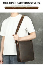 WESTAL Men Crazy Horse Leather Messenger Satchel Bag Large Capacity Leather Shoulder Bag Genuine Leather Crossbody Bag for Men
