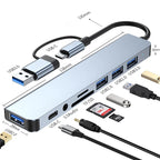 8 in 2 USB +Type C HUB Docking Station with 3.5mm Audio Jack and  Micro SD Card Reader