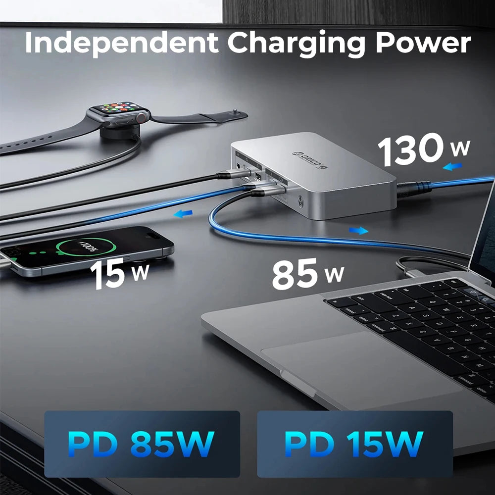 ORICO Thunderbolt 4 40Gbps USB Type-C Docking Station with HDMI-Compatible/Card Reader/RJ45