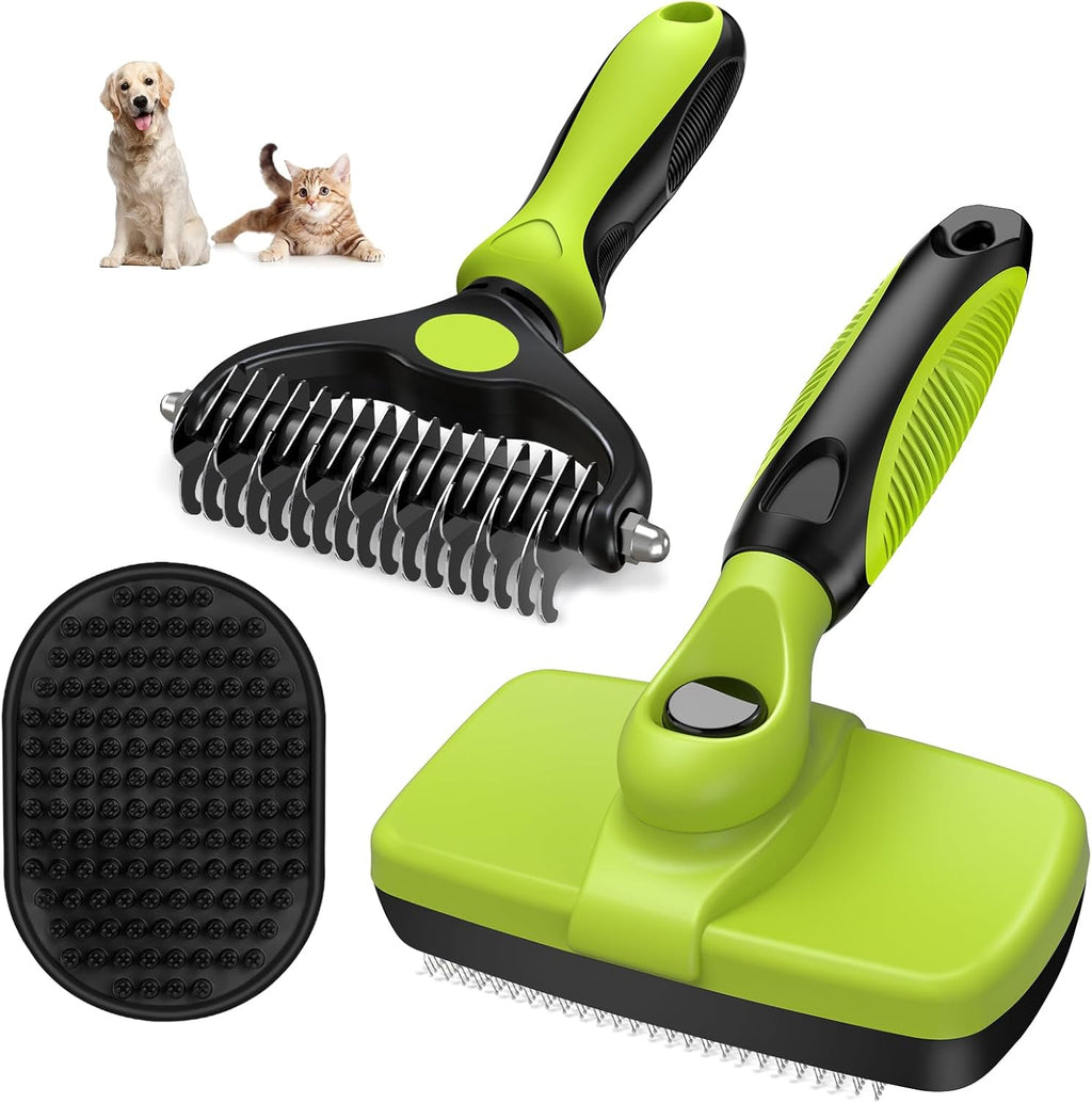 Pet Deshedding Grooming Kit with Bath Brush (3 PCS)