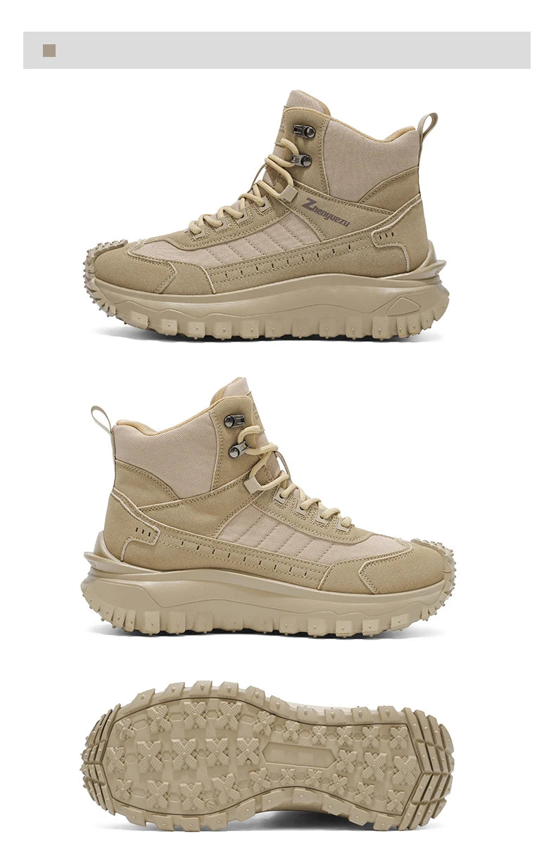 Plus Size Autumn/Winter Men's High-Top Boots - Non-Slip Thick-Soled Hiking & Work Boots