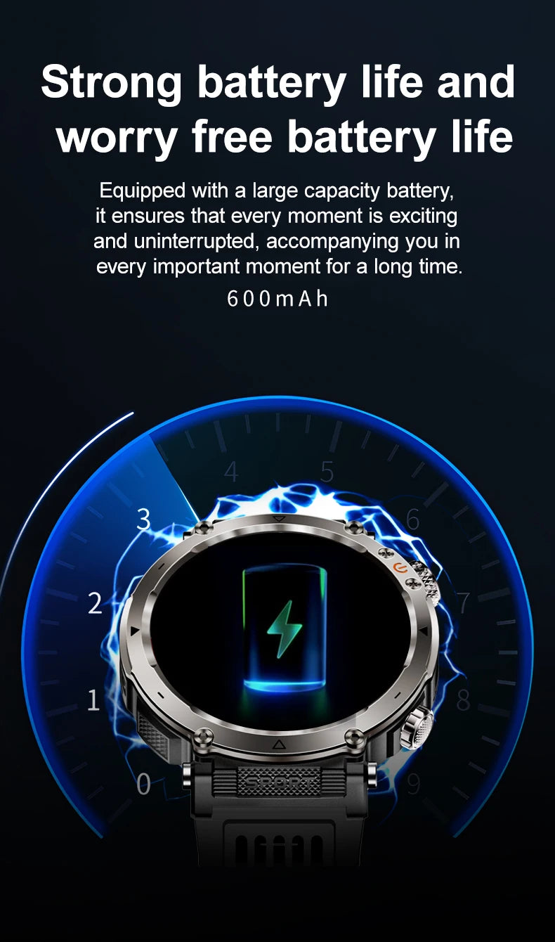 LIGE New Waterproof Smart Watch 600mAh Outdoor Riding Smart Clock Compass Heart Rate Flashlight Bluetooth Call Sports Smartwatch