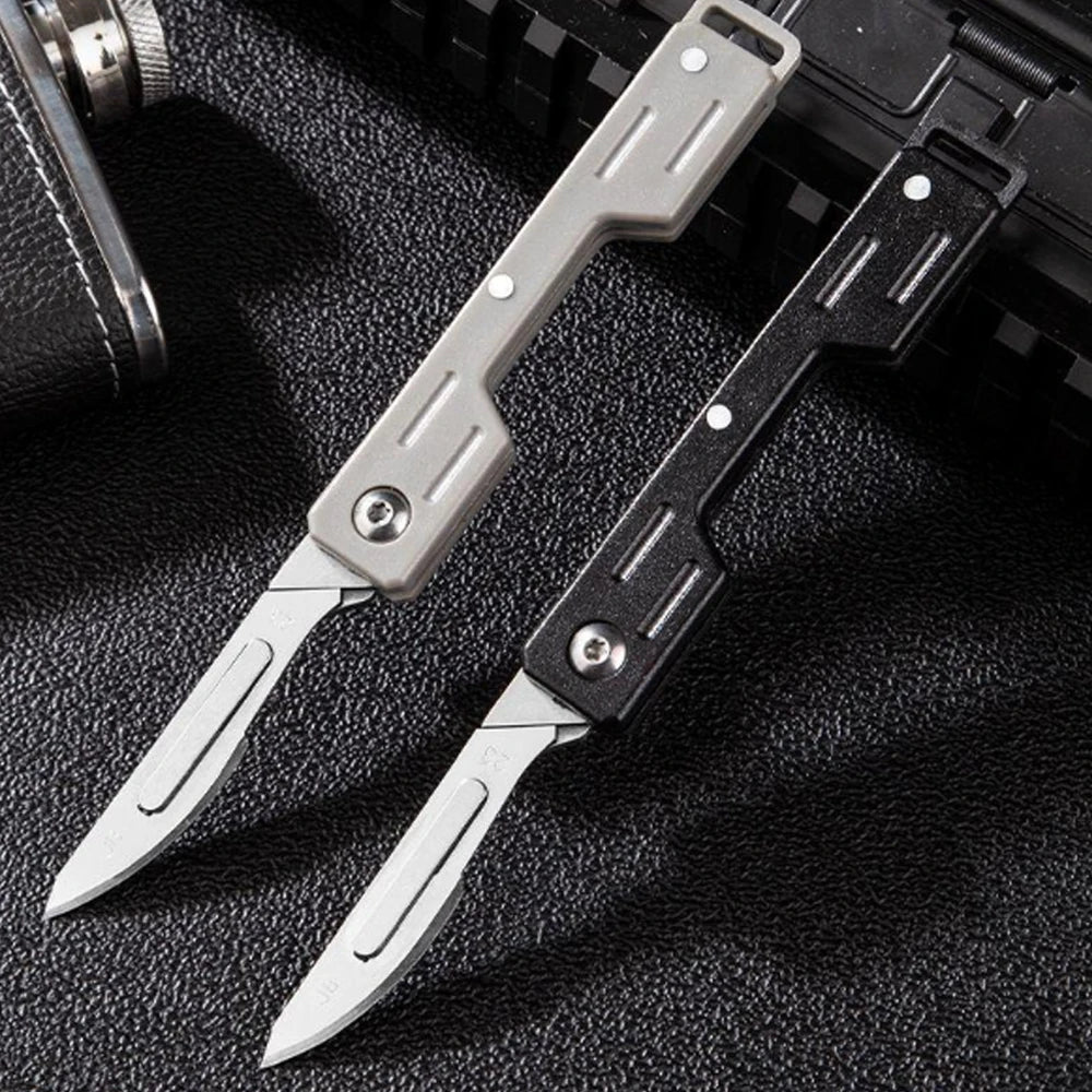 Mini Folding Surgical Knife, Stainless Steel Holder, Plastic Handle, Medical Outdoor Portable Unboxing EDC Knife